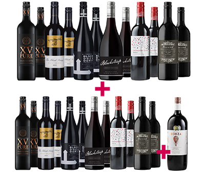 Festive Table Reds 25-bottle BULK DEAL including Bonza Magnum