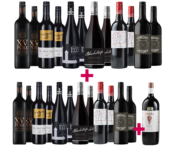 Festive Table Reds 25-bottle BULK DEAL including Bonza Magnum